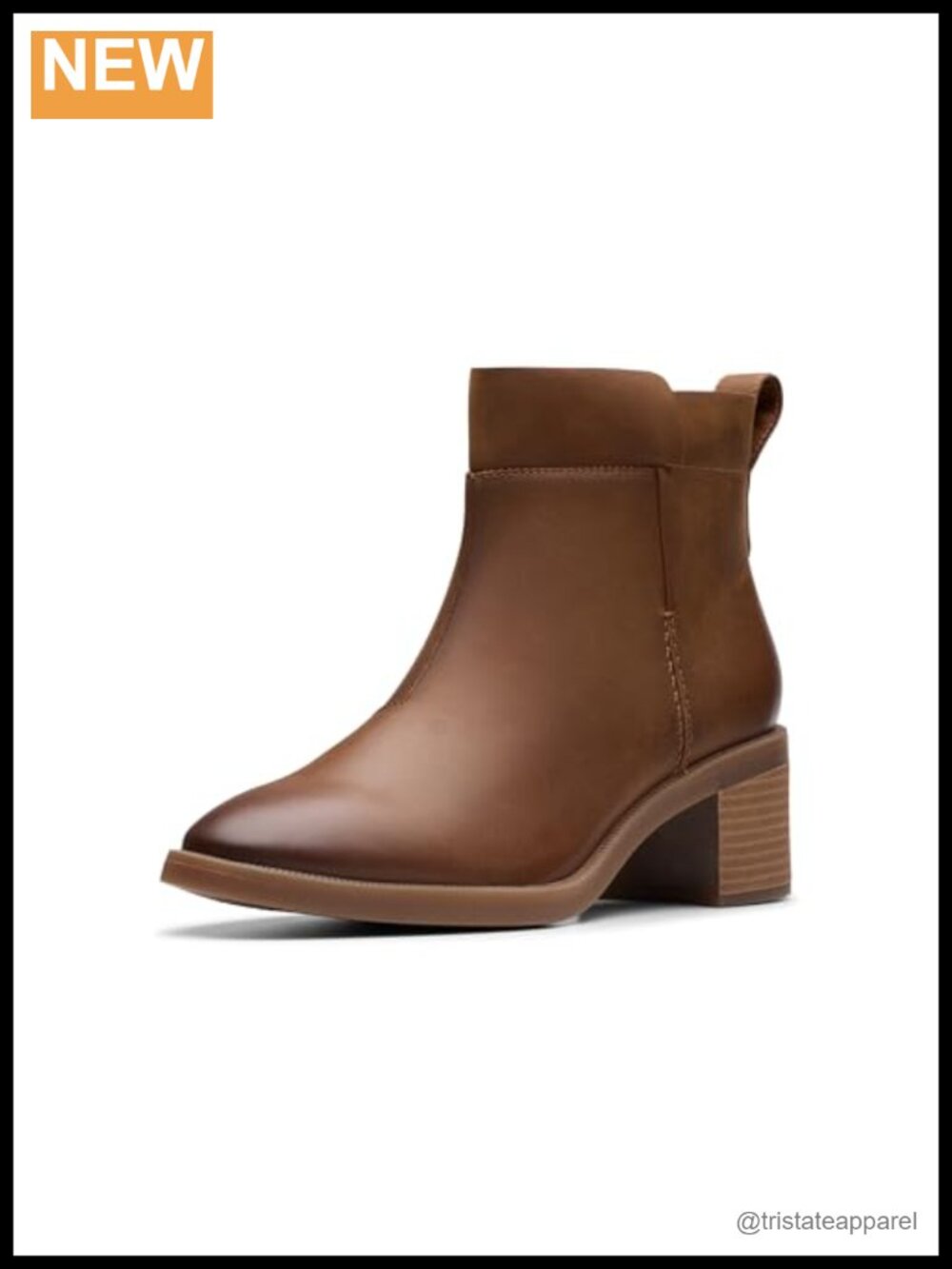 Leather Ankle Boots Women Pointed Toe Block Heel Chelsea Fashion Boots